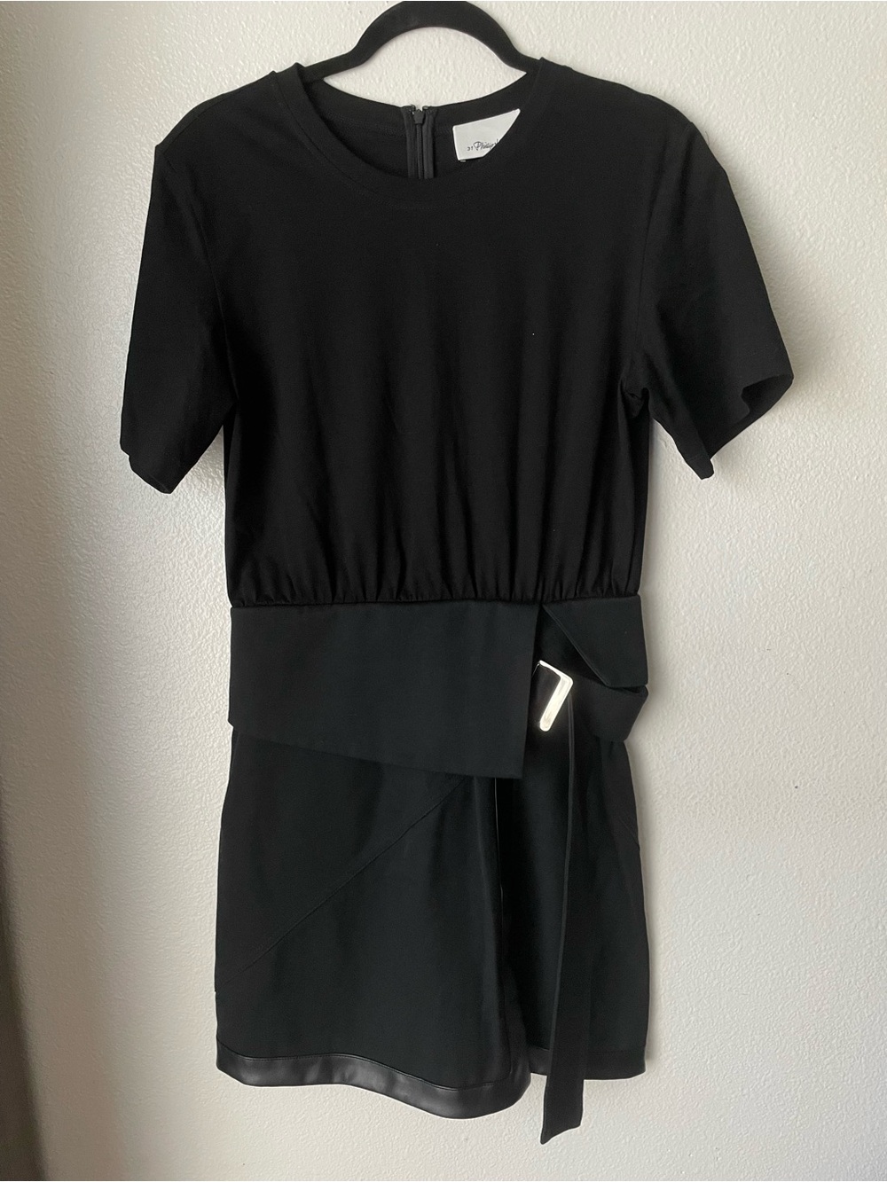 3.1 Phillip Lim Women's Black Mixed Media T-Shirt Combo Dress - Picture 6 of 7